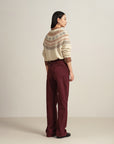 EP YAYING Burgundy Slim Fit Pants
