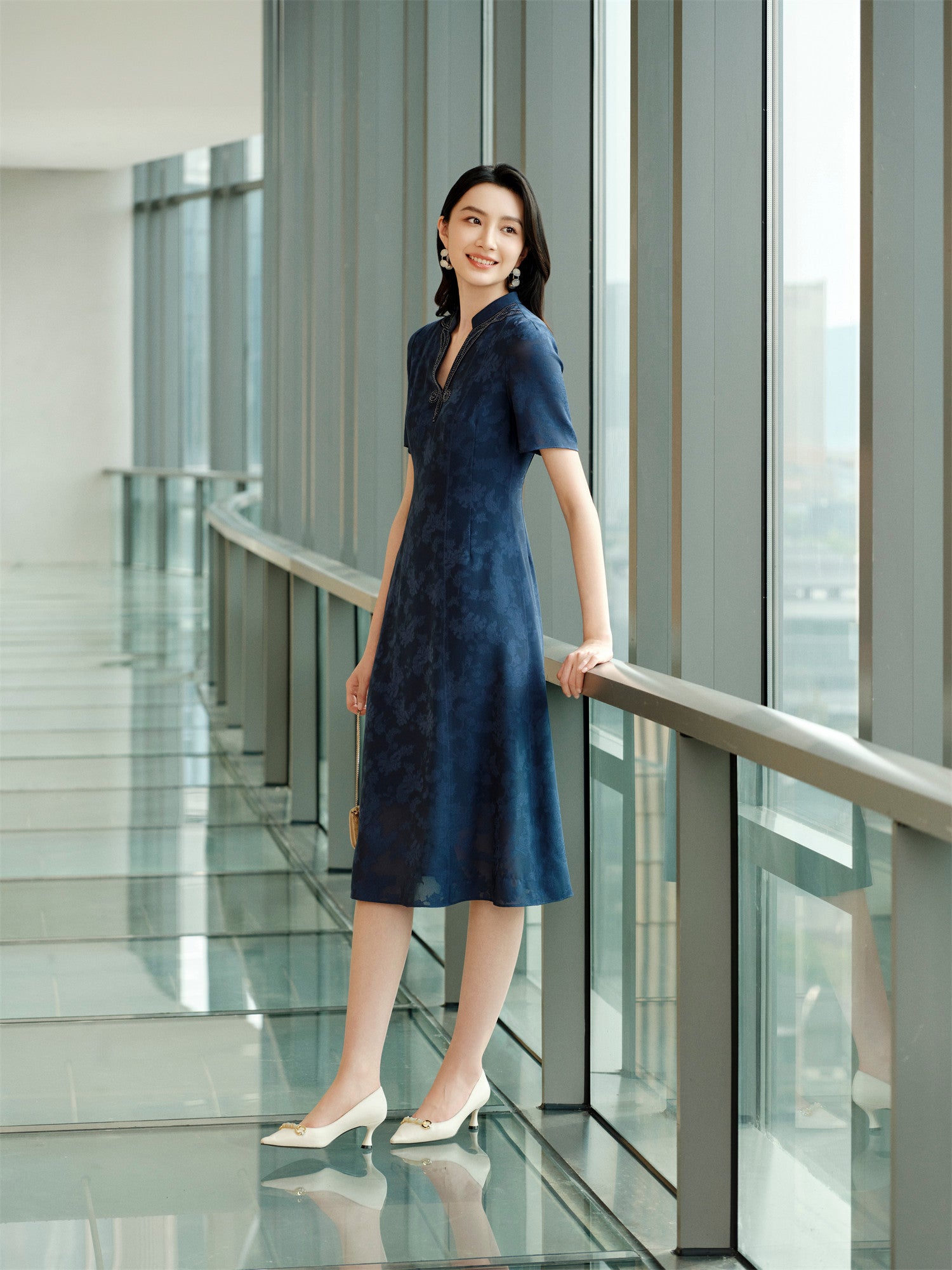 YAYING Jacquard Silk Dress