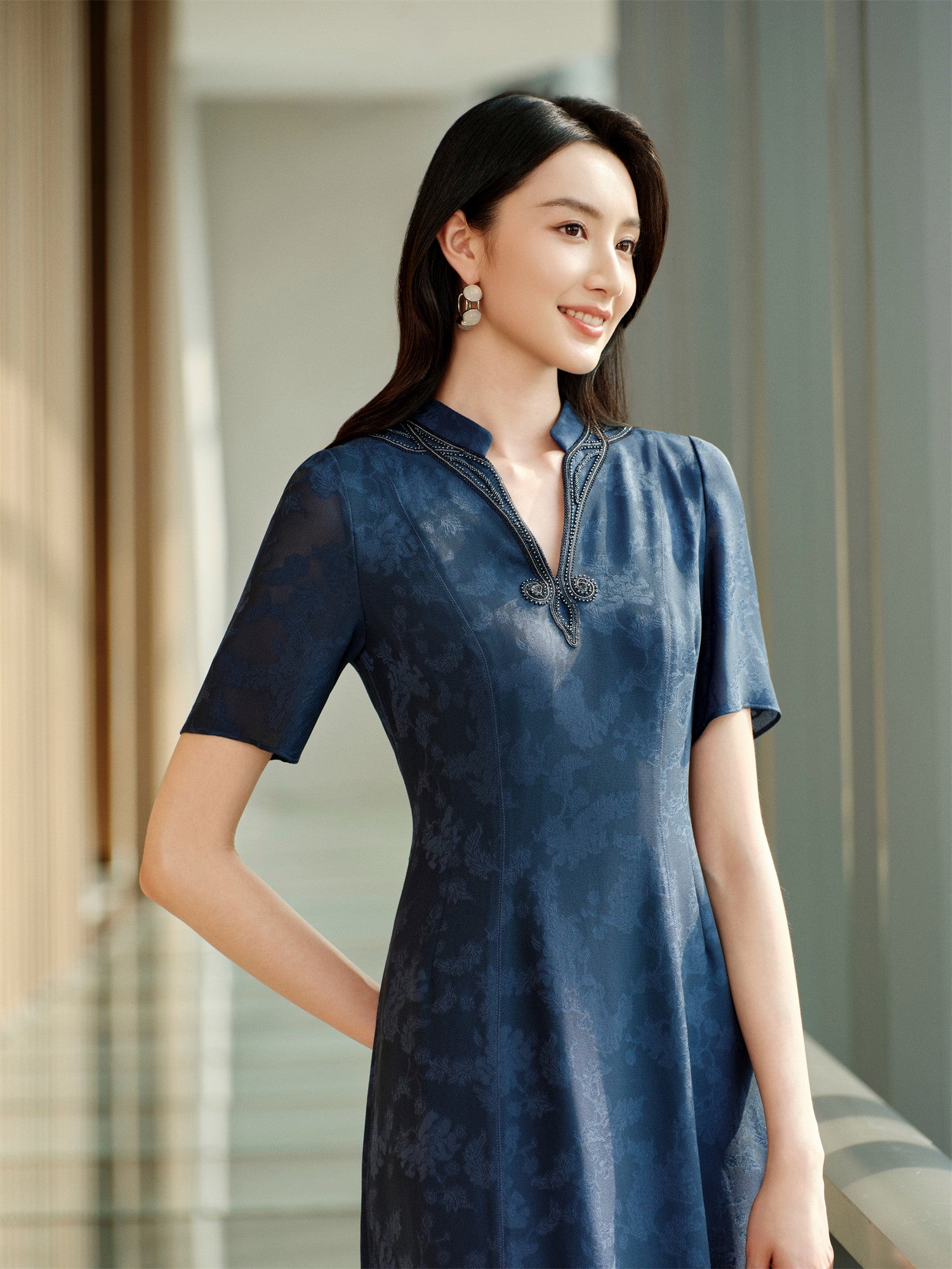 YAYING Jacquard Silk Dress