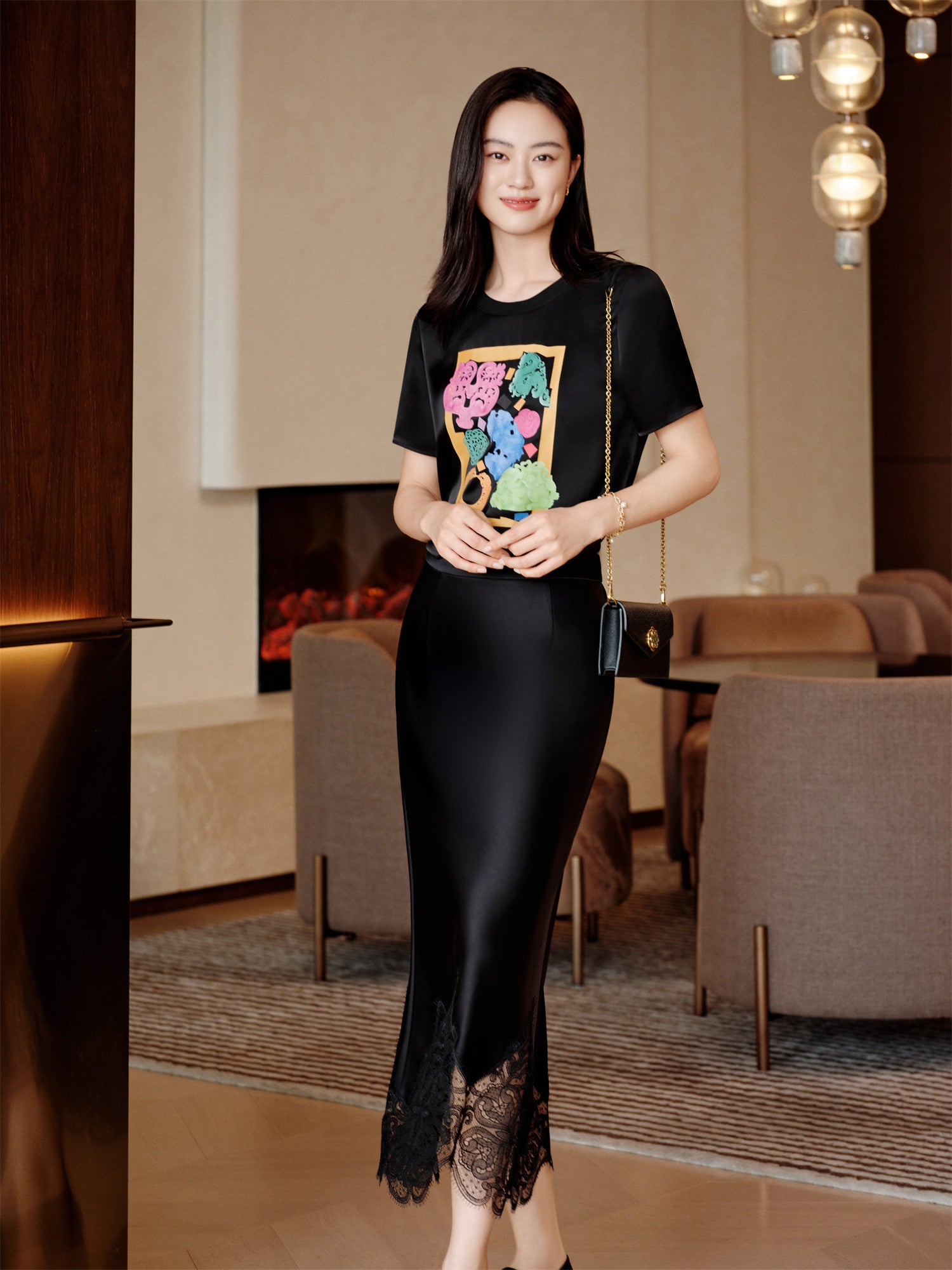 YAYING Triacetate Straight-Shoulder T-Shirt