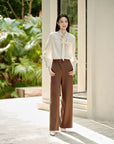 YAYING Silk Tie-Neck Embroidered Shirt EPKAS2302AM