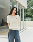 YAYING Crew Neck Short Sleeve Cashmere Sweater EPKAG9514AW
