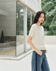 YAYING Crew Neck Short Sleeve Cashmere Sweater EPKAG9514AW