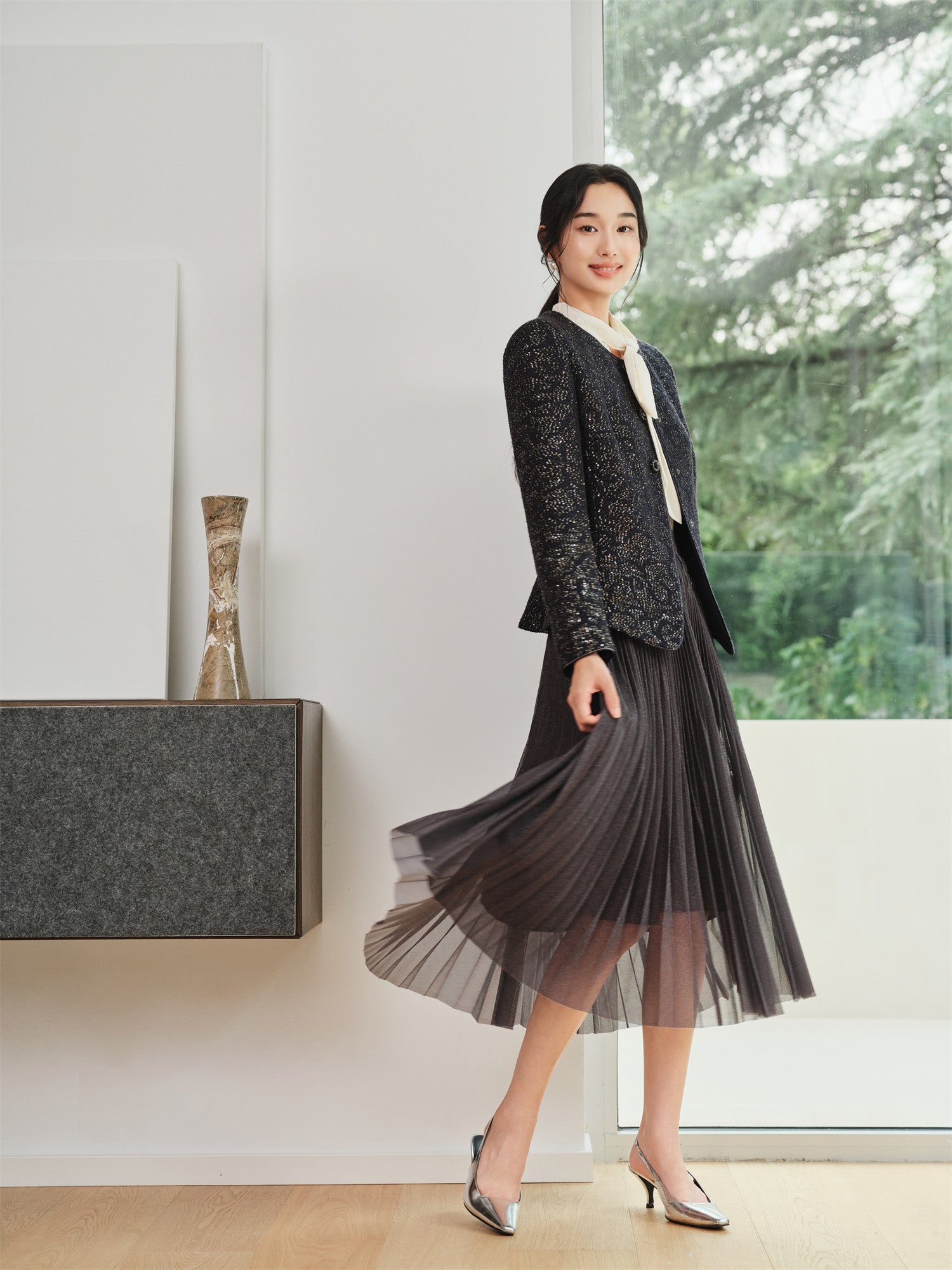 YAYING Merino Wool Tweed Coat EPKAW1204AZ