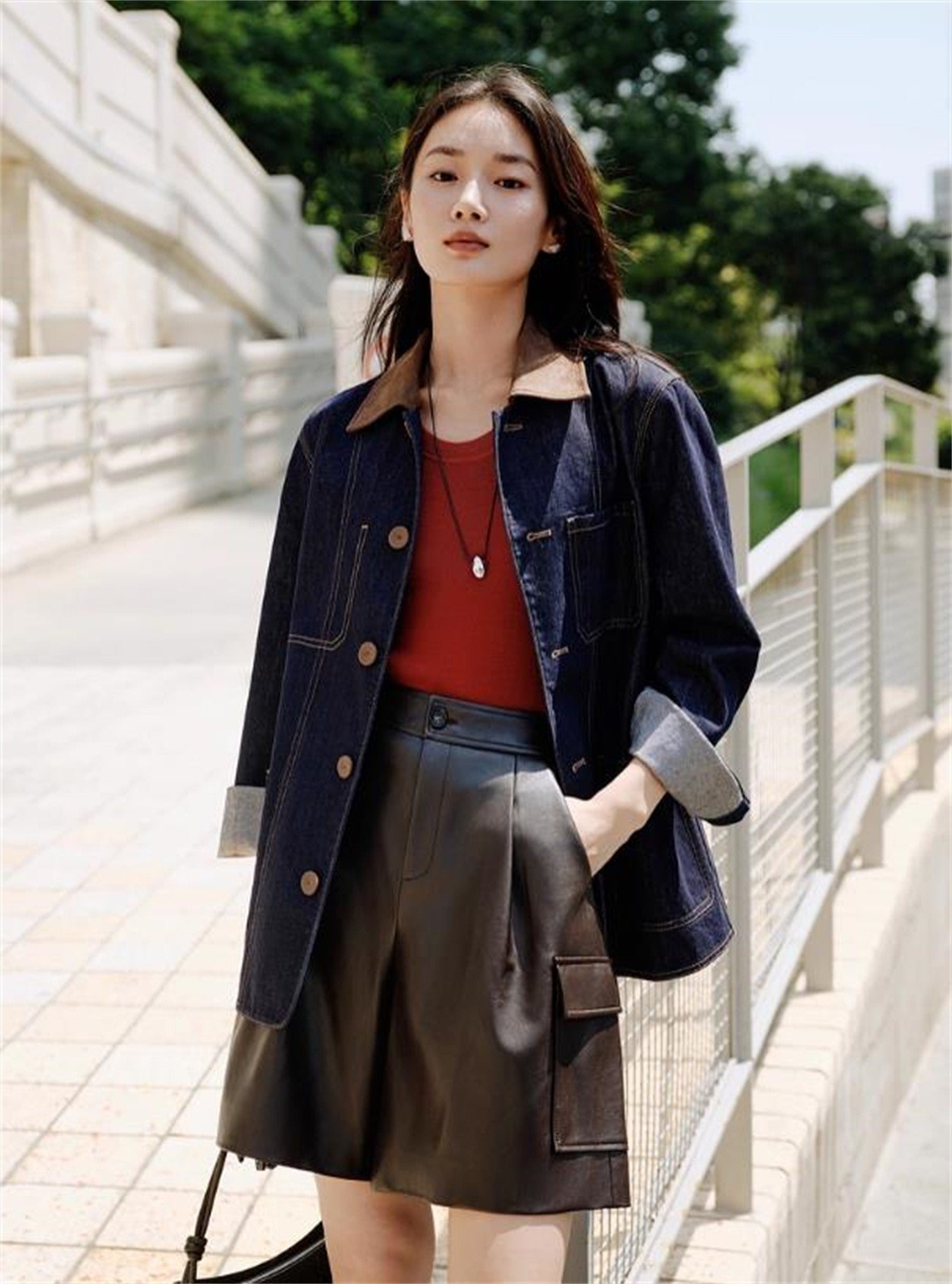 EP YAYING Loose-Fit Denim Jacket EGKADJ106AZ