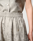 EP YAYING Linen Jacquard Wide-Leg Pants
