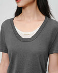 EP YAYING Linen Blend Crew Neck T-Shirt EGKEH9556AC