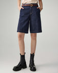 EP YAYING Linen-Lyocell High-Waist Wide-Leg Cropped Denim Pant
