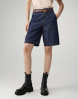 EP YAYING Linen-Lyocell High-Waist Wide-Leg Cropped Denim Pant
