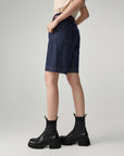 EP YAYING Linen-Lyocell High-Waist Wide-Leg Cropped Denim Pant