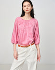 EP YAYING Silk Jacquard Crew Neck Shirt EGKES2243AF