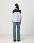 EP YAYING Knit-Panel Cropped Shirt EGKPC2247AZ