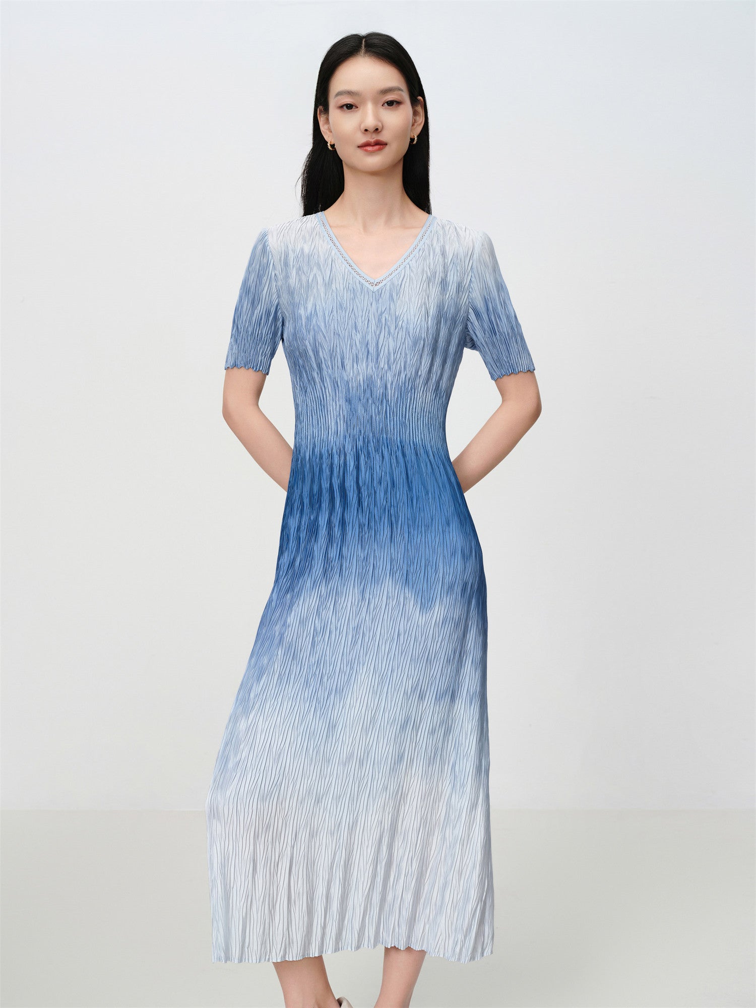 gradient pleated dress Women's Gradient Pleated Architectural Dress