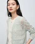 EP YAYING Hollow Fitted Knit Cardigan EGKEH9137AB