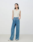 EP YAYING Designer Fluid TENCEL Straight-Leg Pants