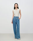 EP YAYING Designer Fluid TENCEL Straight-Leg Pants