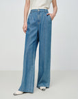 EP YAYING Designer Fluid TENCEL Straight-Leg Pants