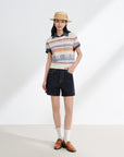 EP YAYING Striped Jacquard Knit T-Shirt EGKEH9507AM