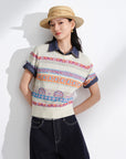 EP YAYING Striped Jacquard Knit T-Shirt EGKEH9507AM