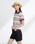 EP YAYING Striped Jacquard Knit T-Shirt EGKEH9507AM