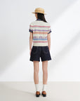 EP YAYING Striped Jacquard Knit T-Shirt EGKEH9507AM