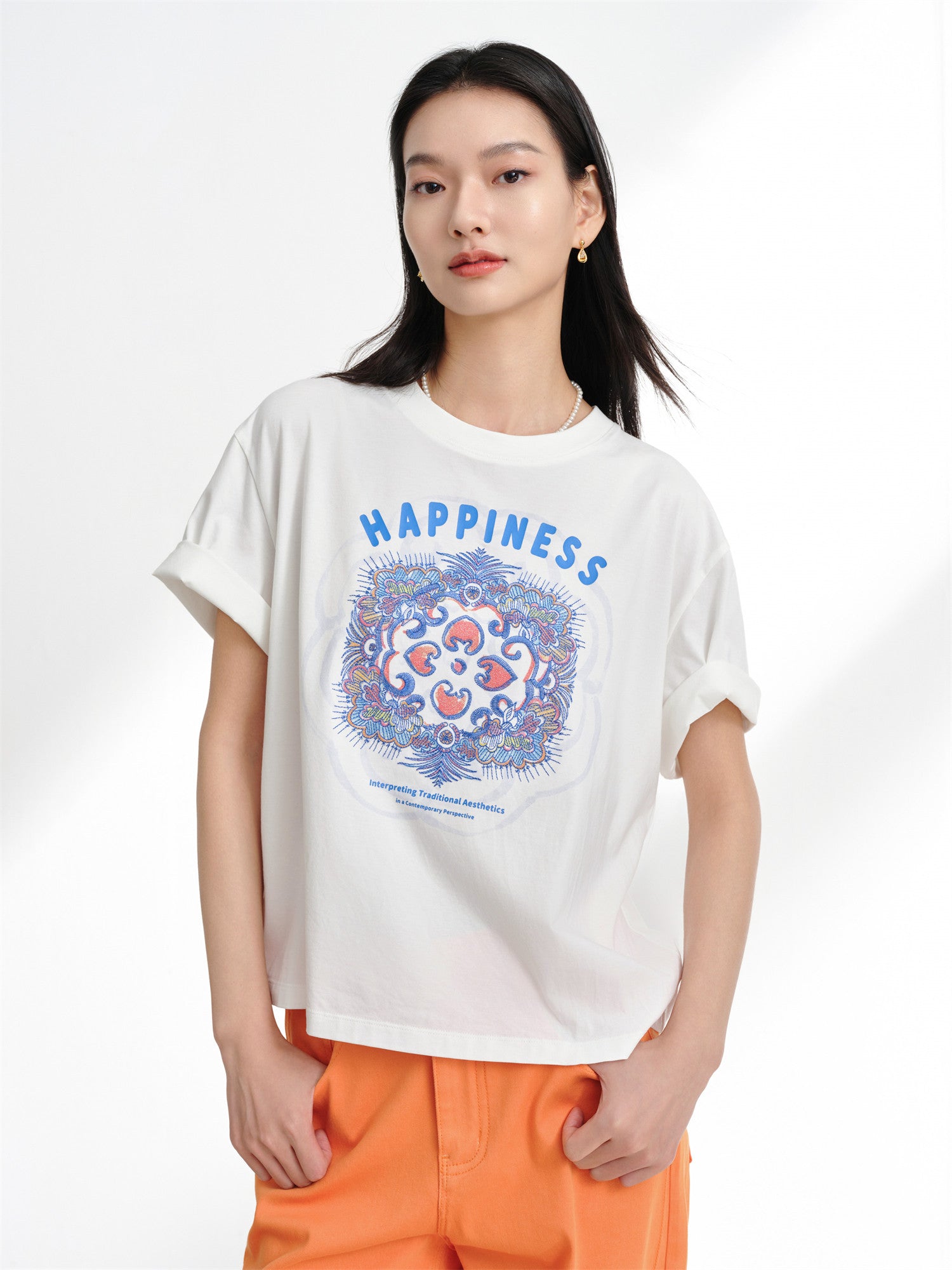 EP YAYING Cotton Embroidered T-Shirt EGKEC5311AW