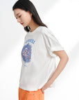 EP YAYING Cotton Embroidered T-Shirt EGKEC5311AW