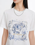 EP YAYING Crew Neck Regular Shoulder Printed T-Shirt EGKEC5309AW
