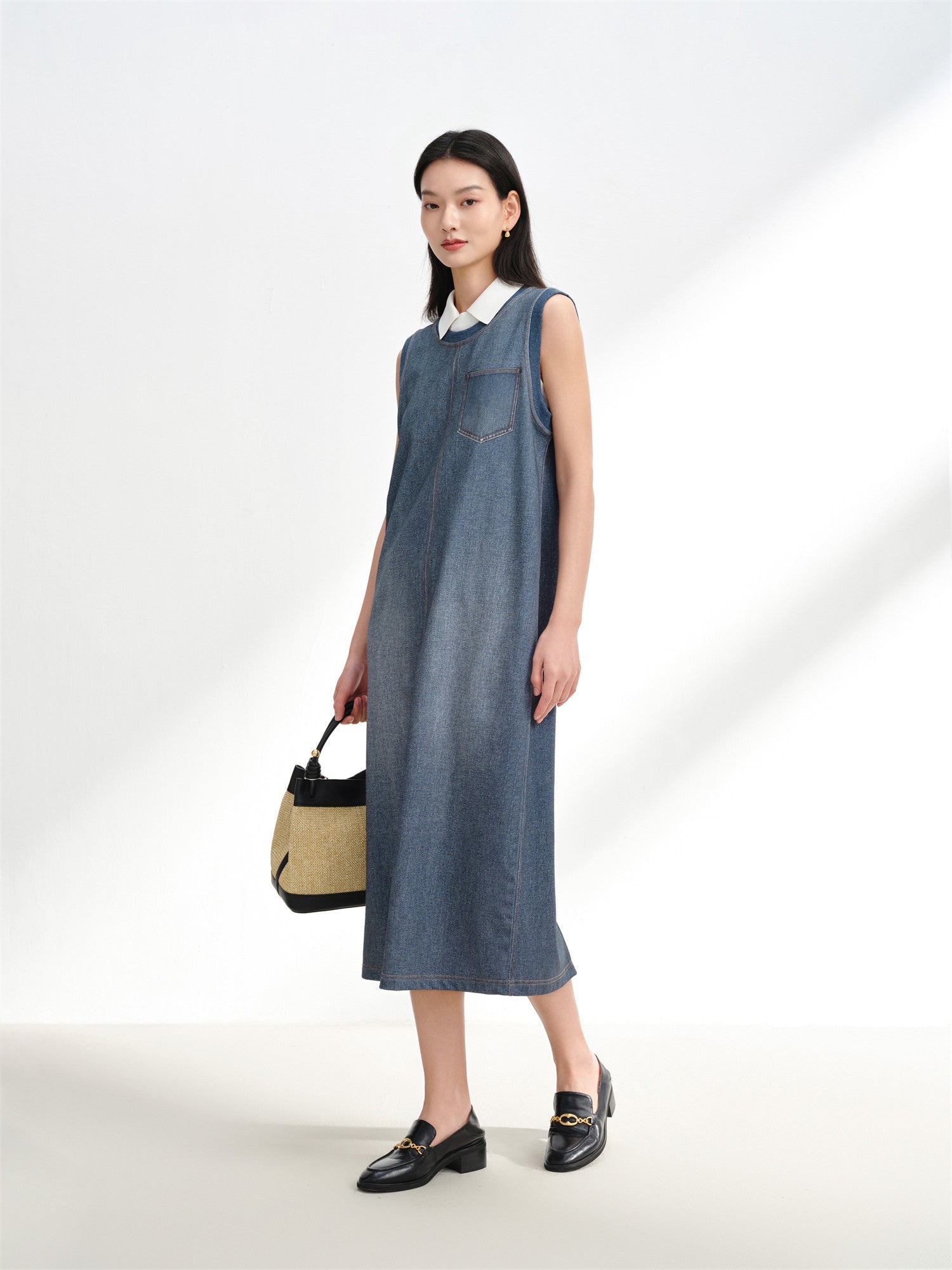 EP YAYING Sleeveless Faux Denim Dress EGKPC4520AB 6 / Blue EP YAYING Sleeveless Faux Denim Dress EGKPC4520AB 6 / Blue