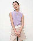 EP YAYING Turtleneck Embroidered Color-Block Casual Sleeveless Knit Top Top
