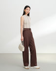 EP YAYING Wool Striped Slimming Sleeveless Knit Vest