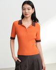 EP YAYING Color-Block Slim-Fit Stretch Short-Sleeve Polo
