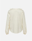 EP YAYING Elegant Charm Soft Relief Stretch Mulberry Satin Jacquard V-Neck Shirt