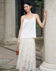 YAYING Box-Pleat A-Line Embroidered Skirt EPLAA3406A