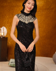 YAYING Embellished Sequin Sleeveless Midi Dress