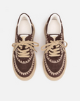 EP YAYING Shell-Embroidered Leather Slip-On Sneakers