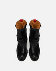 EP YAYING Fine Leather Ruched Stack Boots