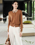 YAYING Silk Wool Cashmere Knit Cardigan EPLAW9104A