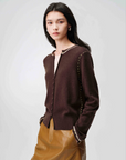 EP YAYING Faux‑Layer Color‑Block Knit Cardigan EGLIR9528A