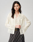 Soft Chunky Wool Jacquard Lace Knitted Top