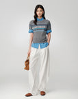 EP YAYING Fair Isle Vintage Jacquard Short-Sleeve Knit Top