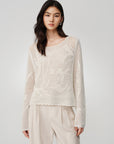 EP YAYING Drop-Shoulder Open-Knit Top