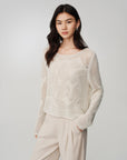 EP YAYING Drop-Shoulder Open-Knit Top