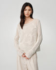 EP YAYING Drop-Shoulder Open-Knit Top