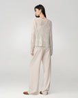 EP YAYING Drop-Shoulder Open-Knit Top
