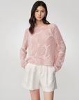 EP YAYING Drop-Shoulder Open-Knit Top