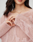 EP YAYING Drop-Shoulder Open-Knit Top