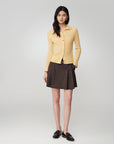 EP YAYING Colorful Button Ribbed Stand-Collar Cardigan