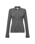 EP YAYING Polo Collar Waist-Fitted Cardigan