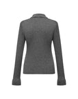EP YAYING Polo Collar Waist-Fitted Cardigan